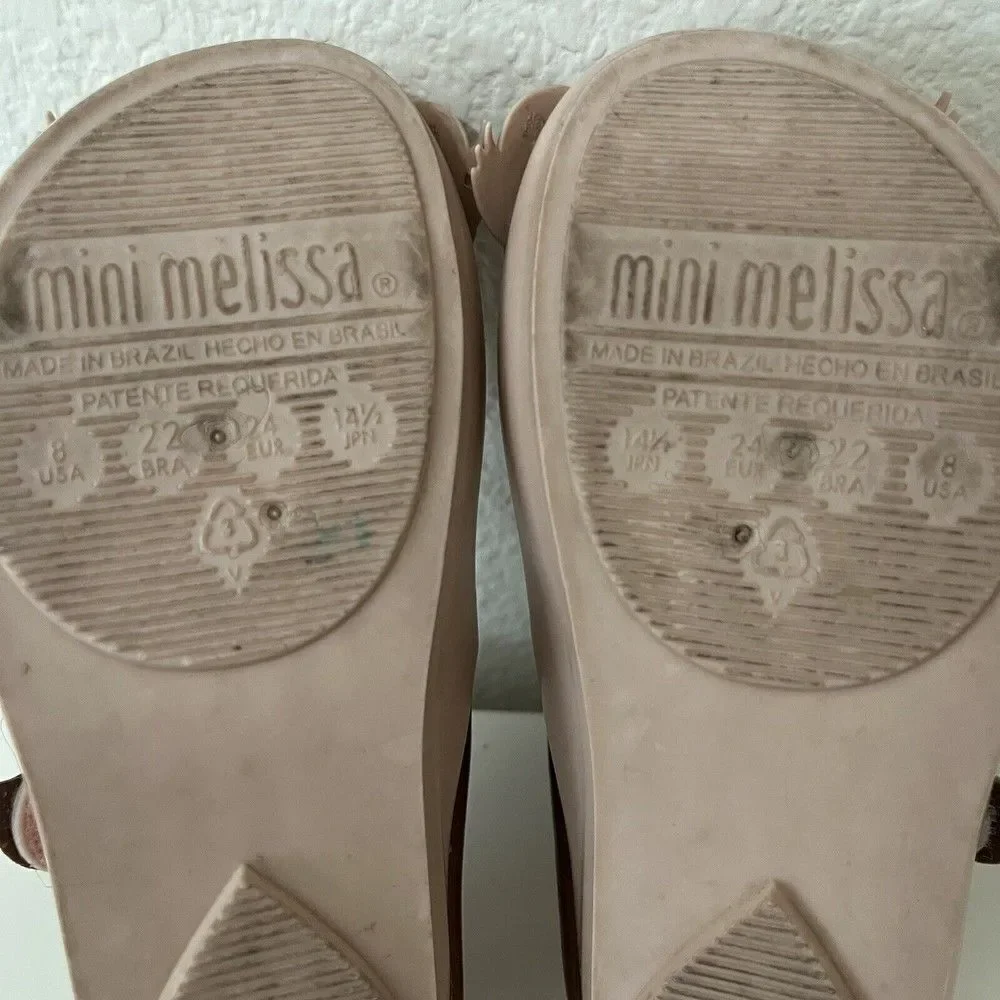 Mini Melissa Ultragirl Pink Chipmunk Mary Jane Flats Shoes Toddler Girls Size 8